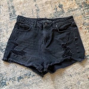 Black denim shorts